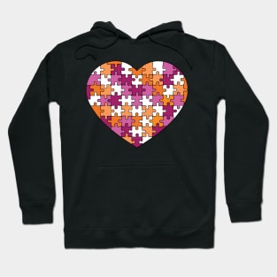 Puzzle Heart - Lesbian Pride Colors Hoodie